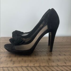Atelier Elegant Black Suede & Mesh Women's Heels Size 38 Made in Italy